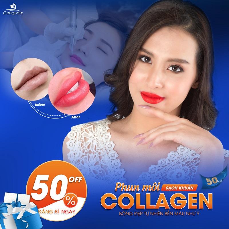 Phun môi Collagen